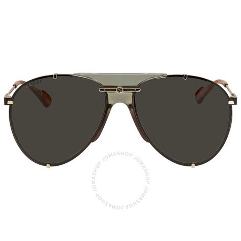 Gucci Grey Pilot Unisex Sunglasses GG0740S